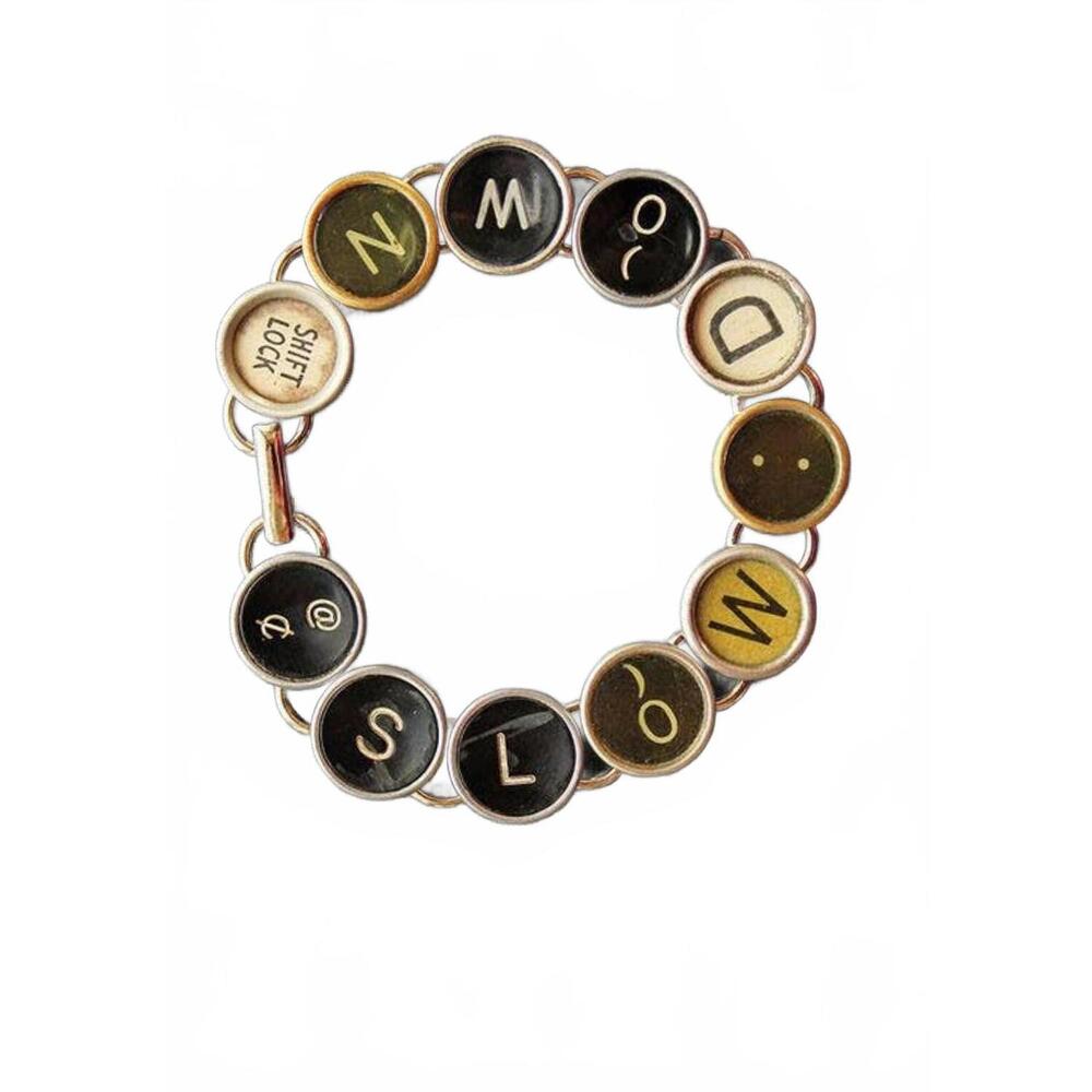 NEW JOY SPARKS DESIGNS women's slow down typewriter key bracelet in black / gold